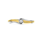ring diamant 0.04ct h si 14K bicolor goud geel/wit