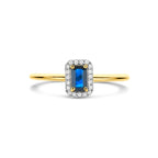 ring saffier en diamant 0.06ct h si 14K geelgoud