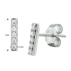 oorknoppen balkje zirkonia zilver gerhodineerd