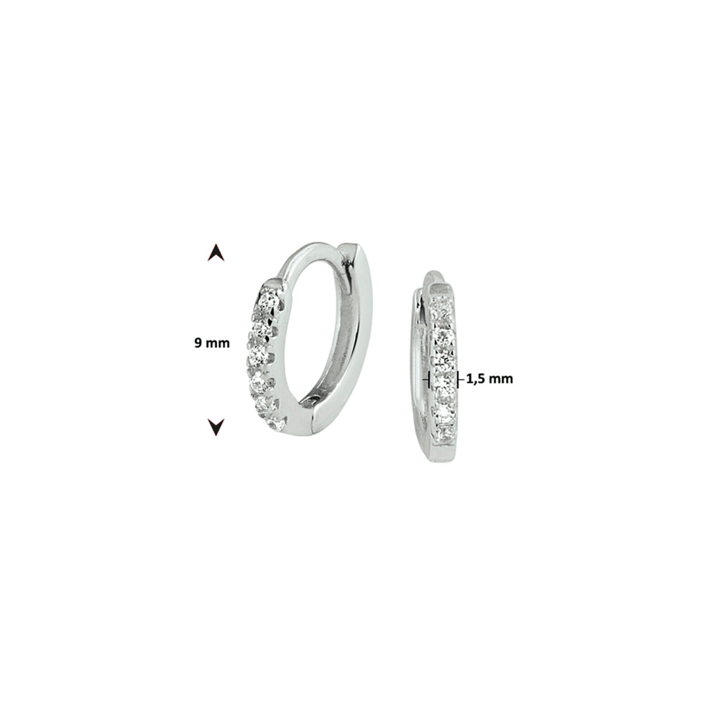 klapoorringen zirkonia zilver gerhodineerd