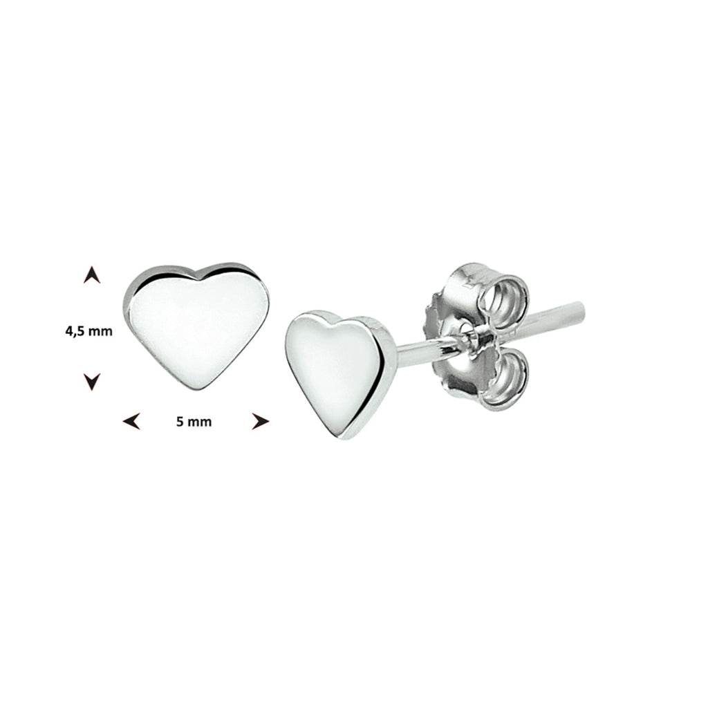 oorknoppen hart zilver gerhodineerd