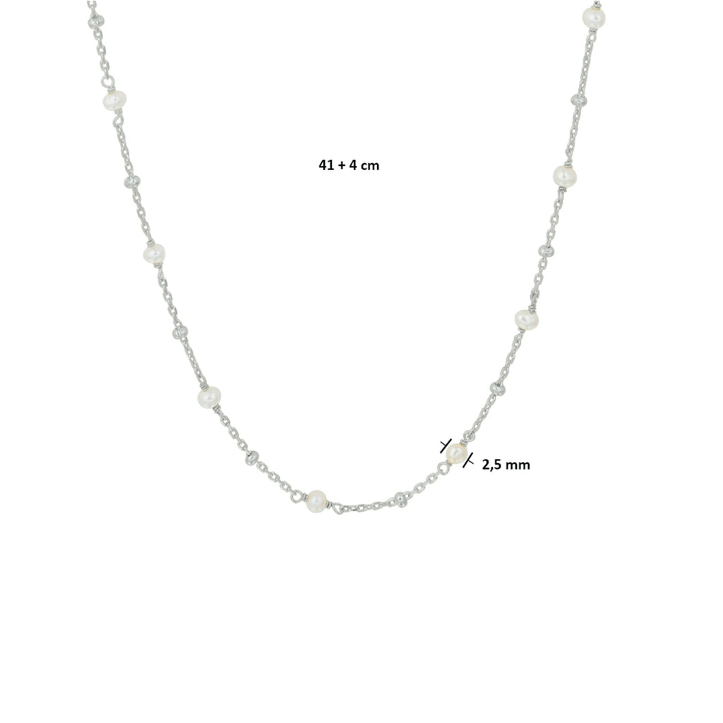 Halskette Perle 41 + 4 cm Silber rhodiniert