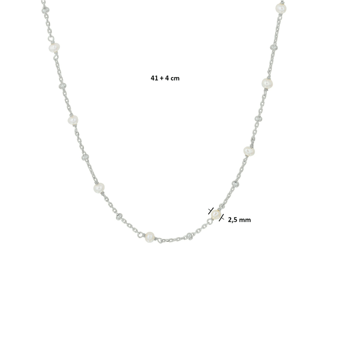 Halskette Perle 41 + 4 cm Silber rhodiniert