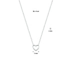 collier hart 36 + 4 cm zilver gerhodineerd
