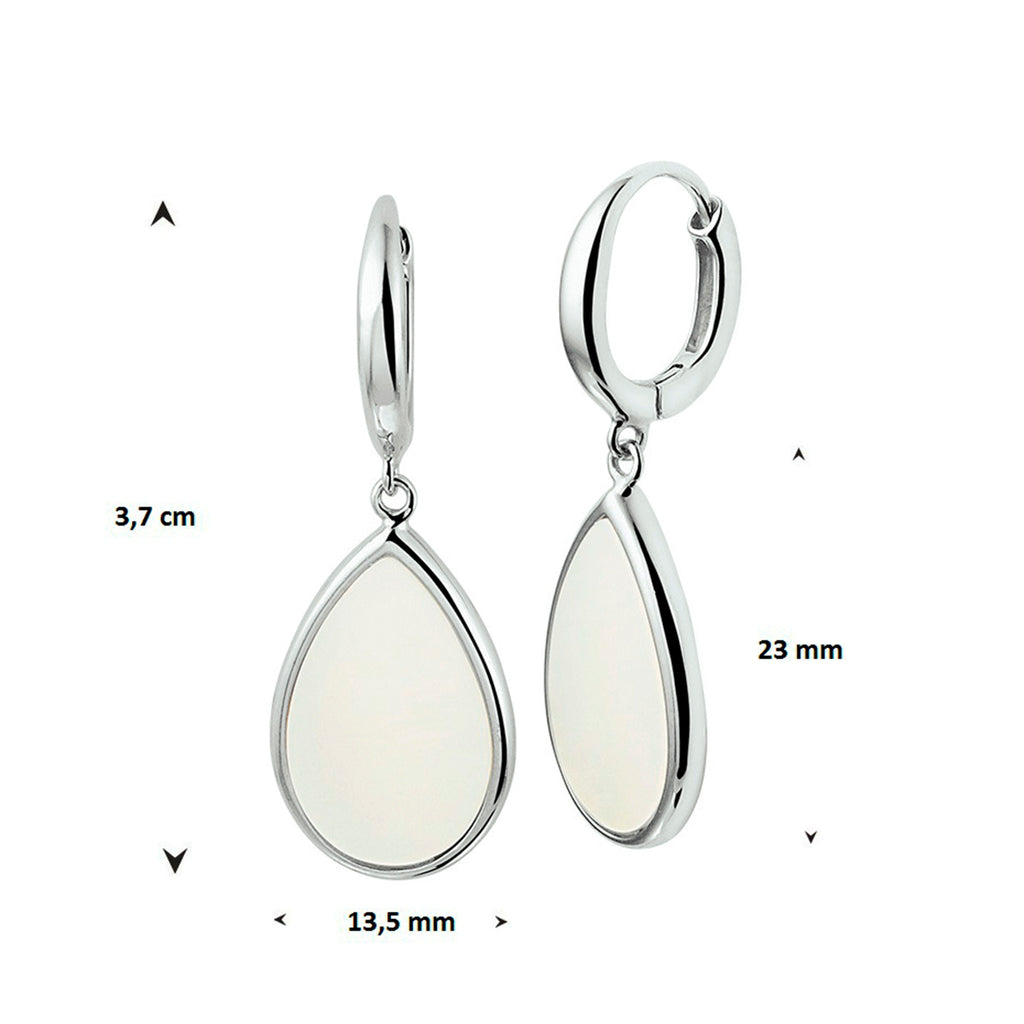 klapoorringen parelmoer zilver gerhodineerd