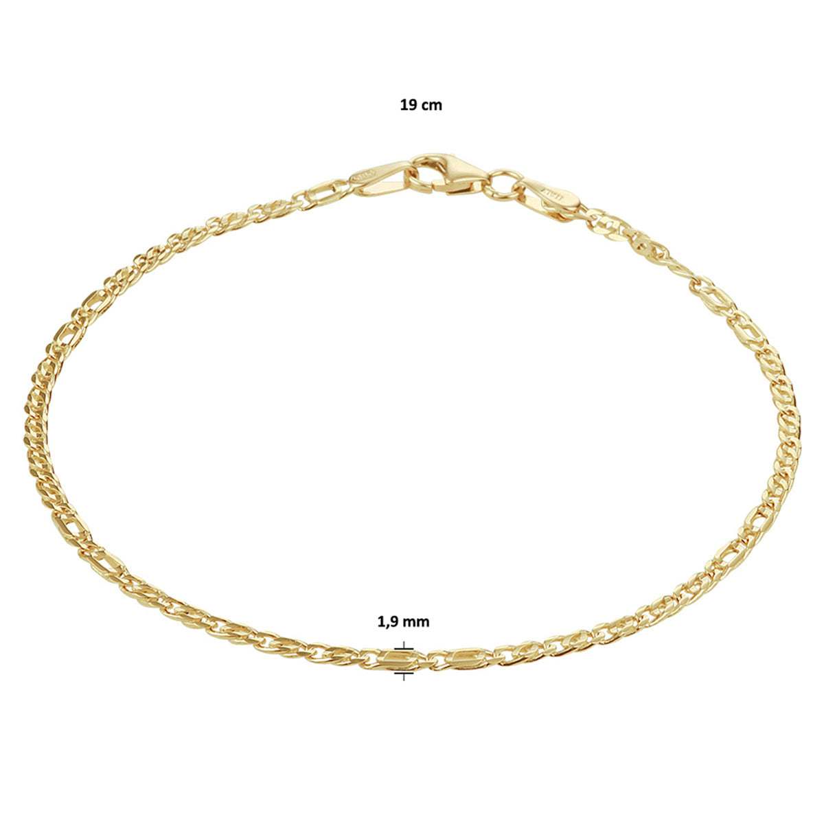 armband valkenoog 1,9 mm 14K geelgoud