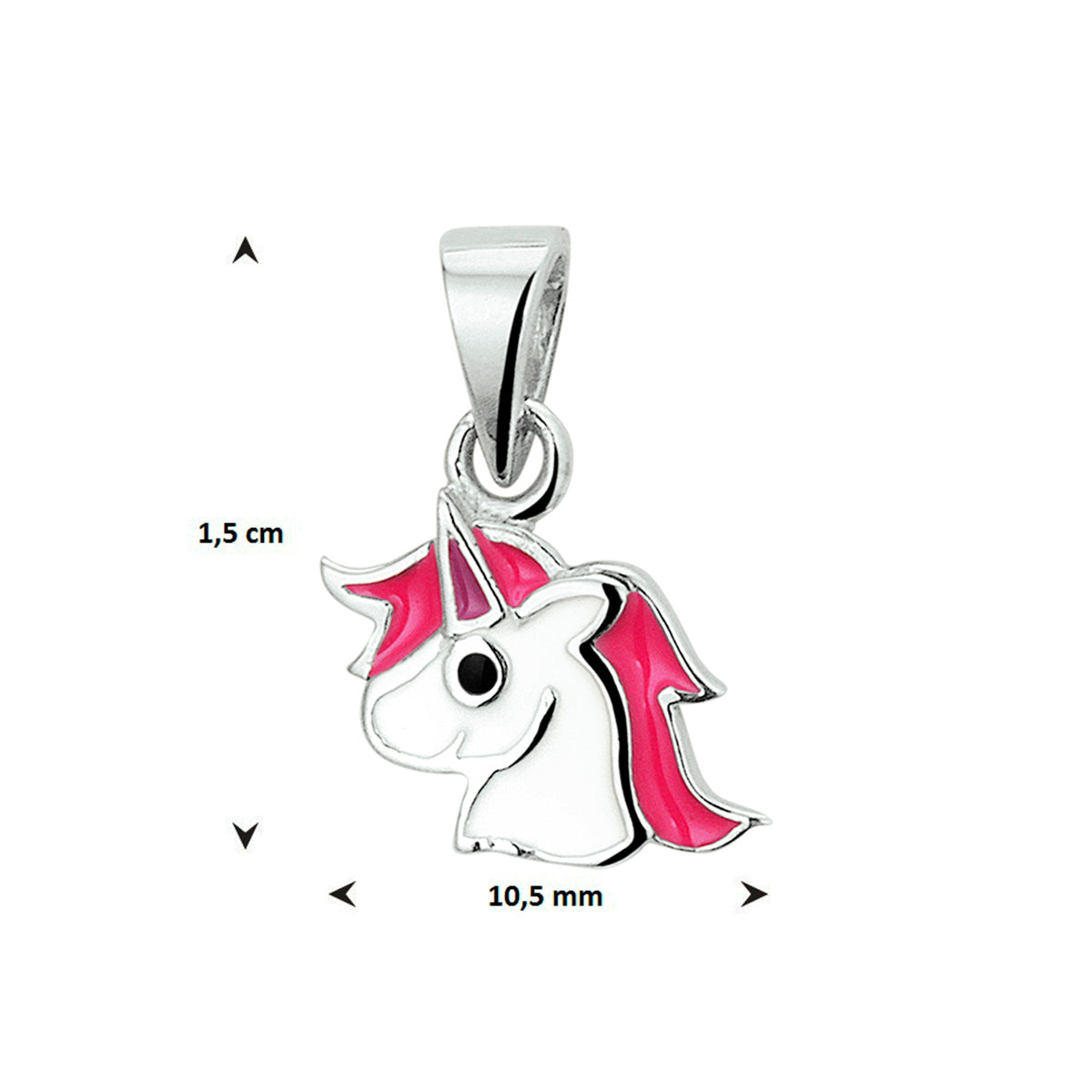 hanger emaille eenhoorn zilver gerhodineerd