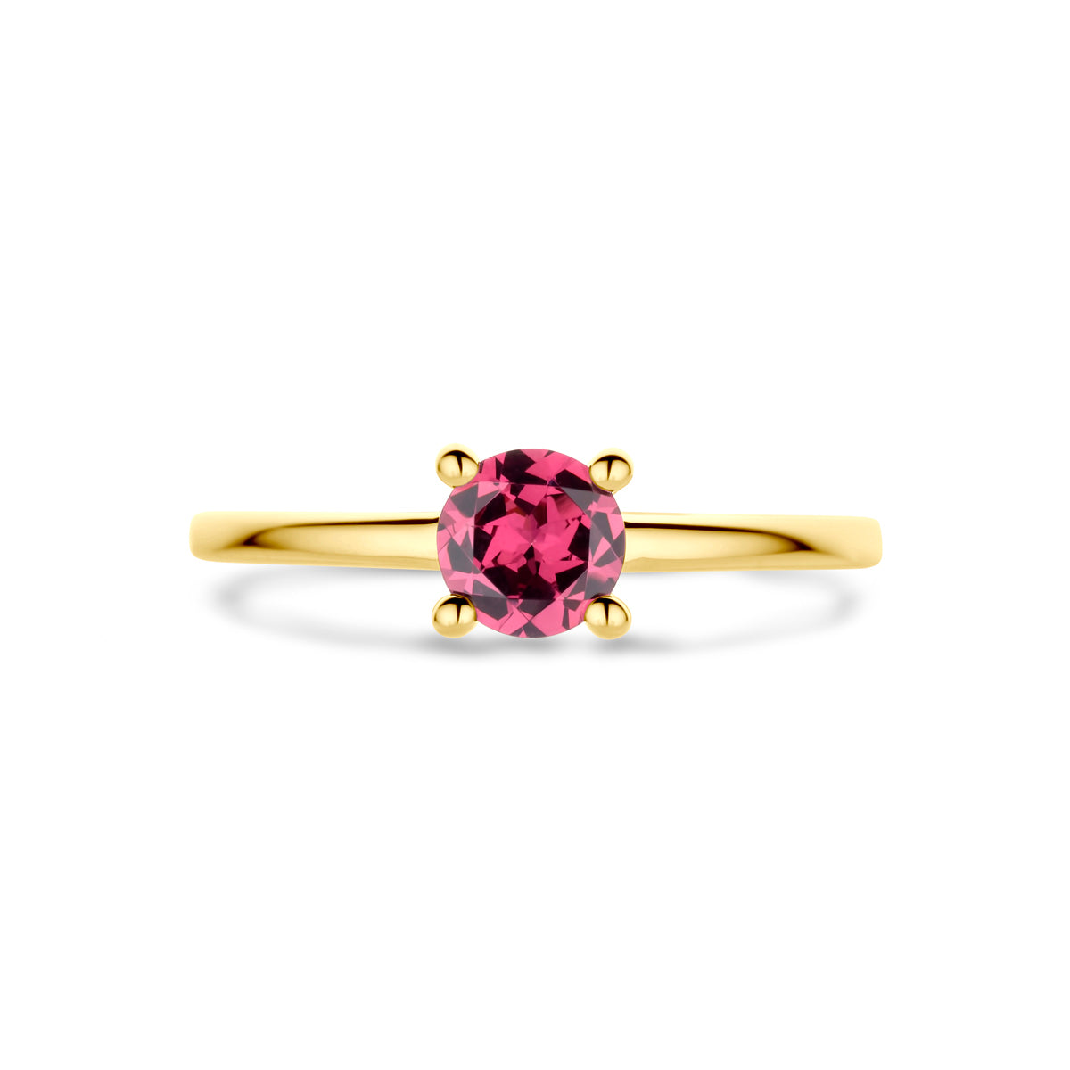ring roze rhodoliet 14K geelgoud