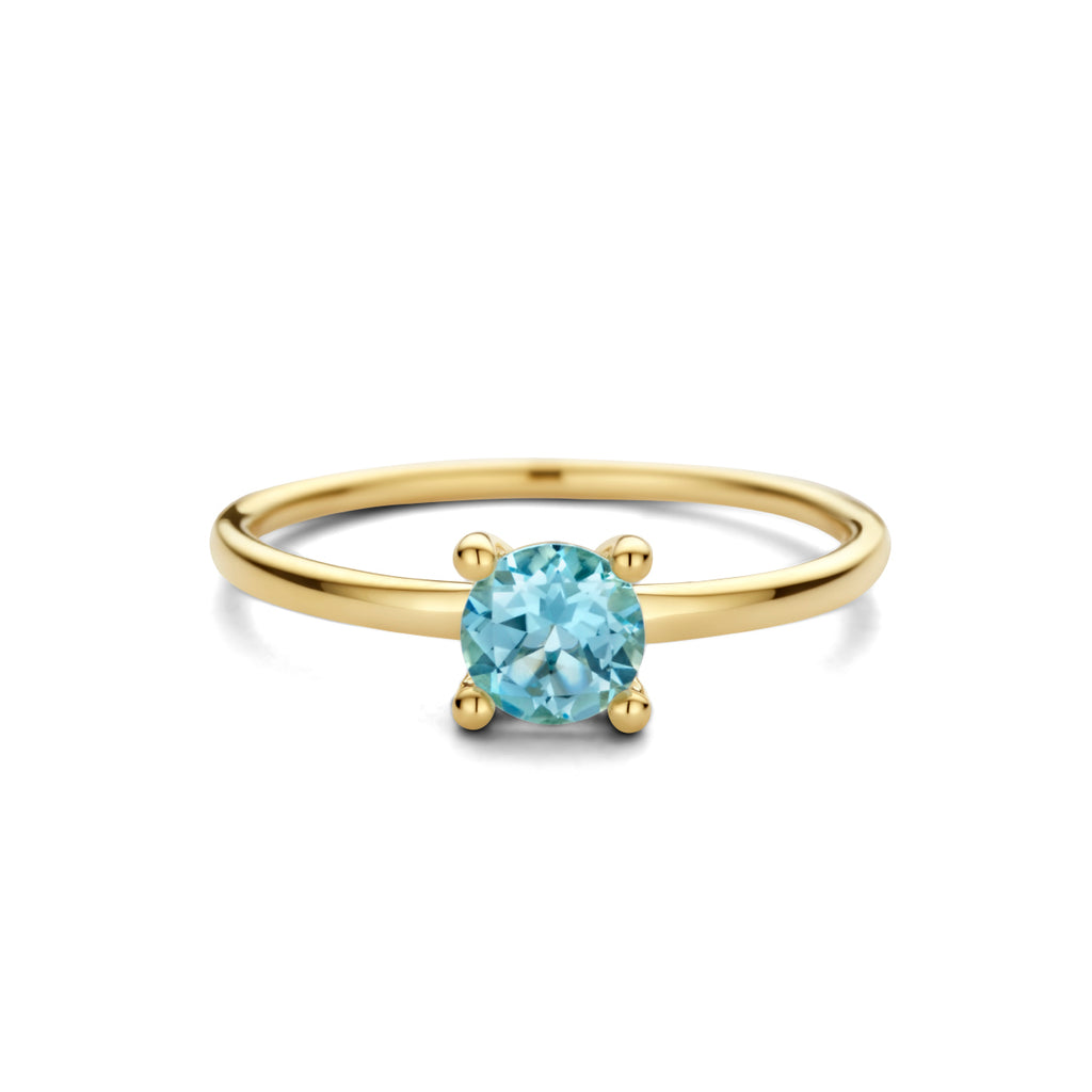 ring blauw topaas 14K geelgoud