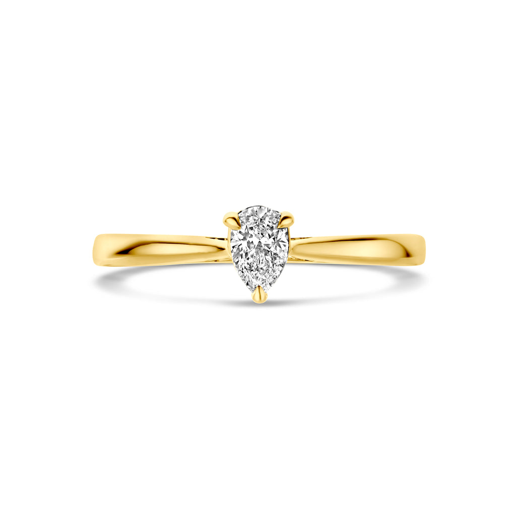 ring lab grown diamant 0.25ct h si 14K geelgoud