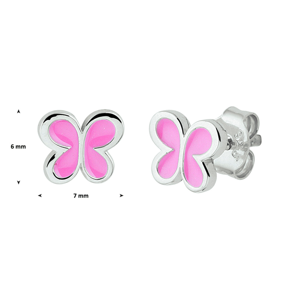 Ohrstecker Schmetterling Emaille Silber rhodiniert