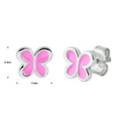 Ohrstecker Schmetterling Emaille Silber rhodiniert