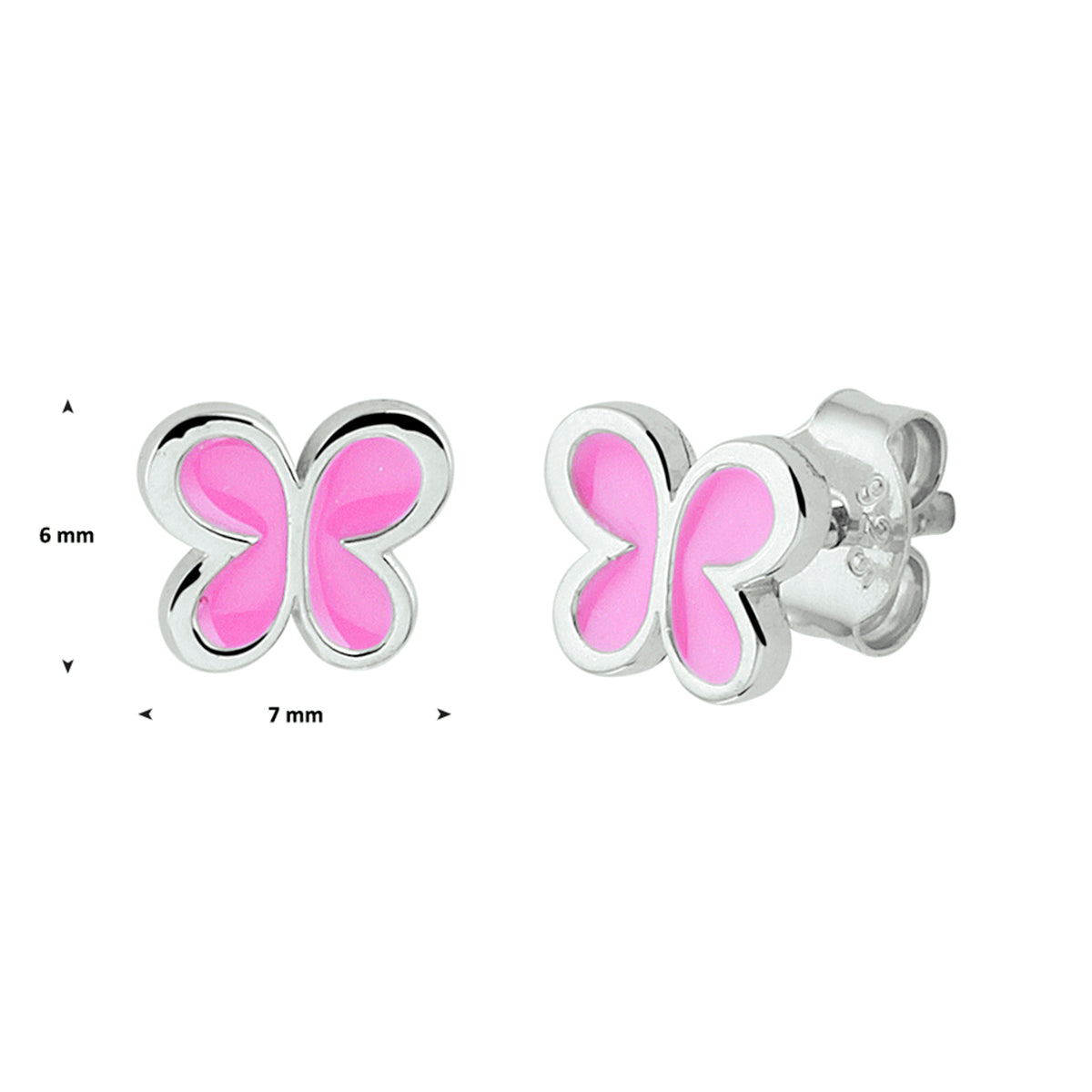Ohrstecker Schmetterling Emaille Silber rhodiniert