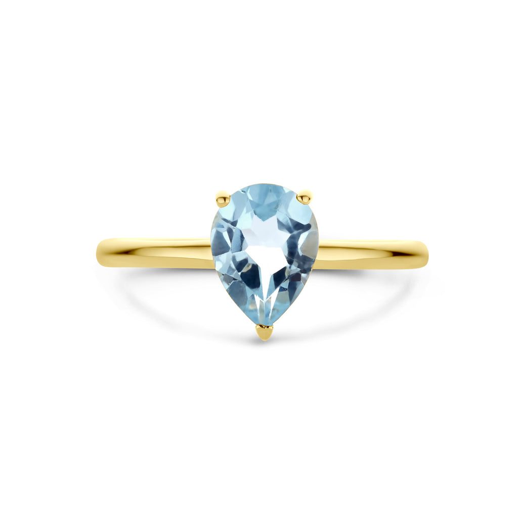 ring blauw topaas 14K geelgoud