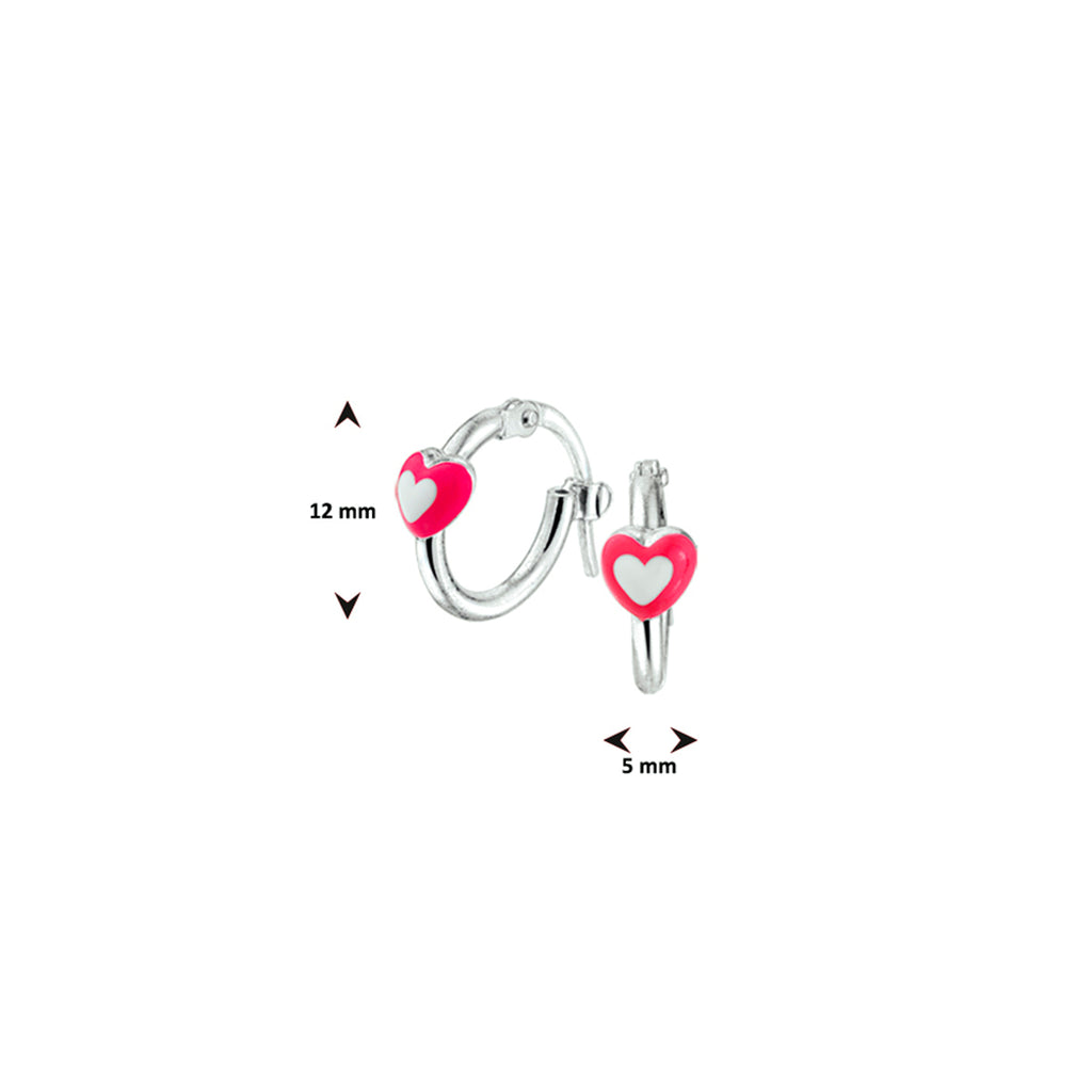 oorringen hart zilver wit