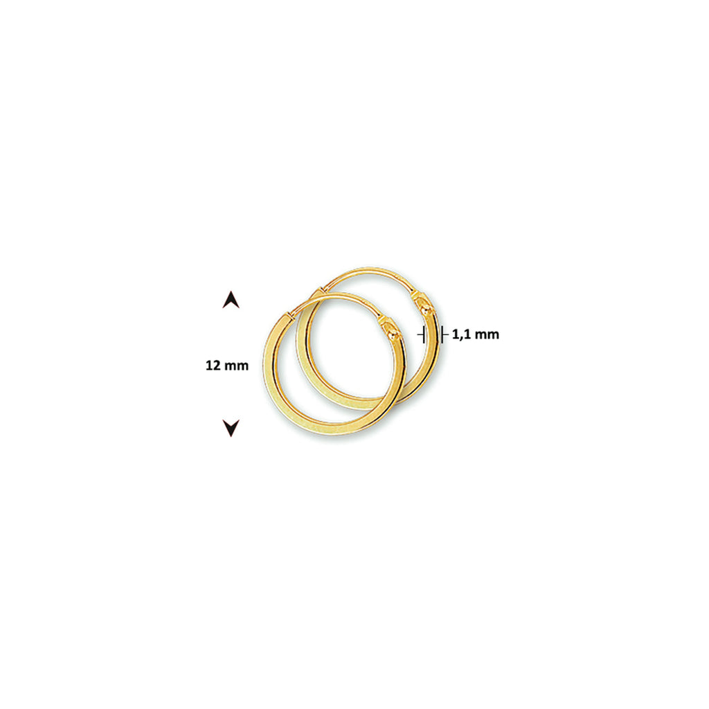 Ohrringe 1,1 mm quadratisch 14K Gelbgold