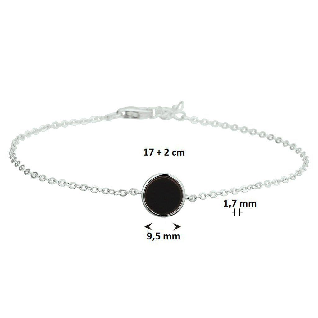 Armband Onyx 17 + 2 cm Silber rhodiniert