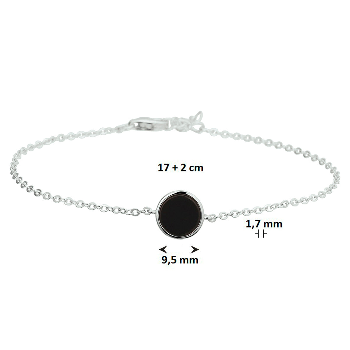 Armband Onyx 17 + 2 cm Silber rhodiniert