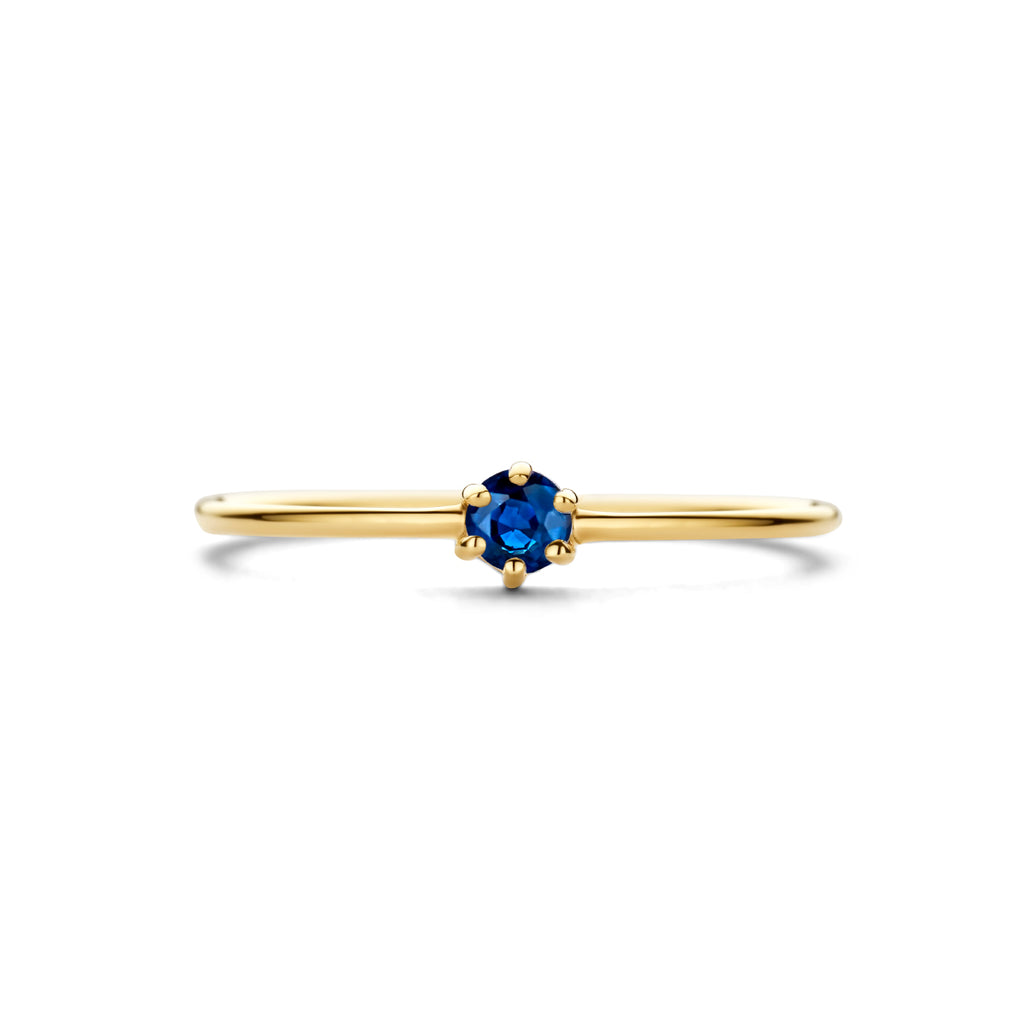 ring met geboortesteen saffier september 14K geelgoud