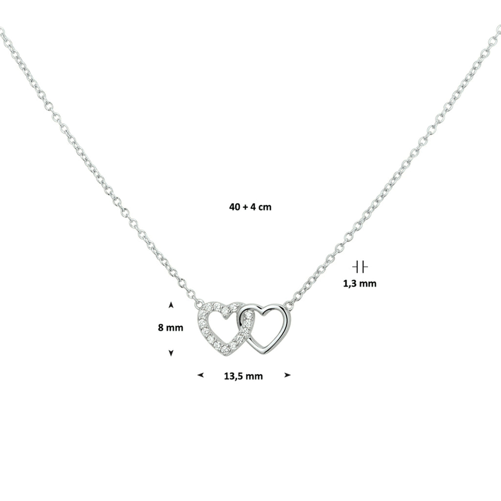 Halskette Herzchen Zirkonia 1,2 mm 40 + 4 cm Silber rhodiniert