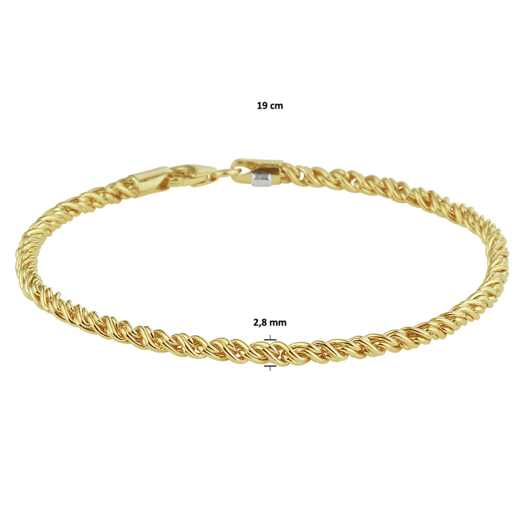 armband draadschakel massief 2,8 mm 19 cm silgold (geel met zilverkern)