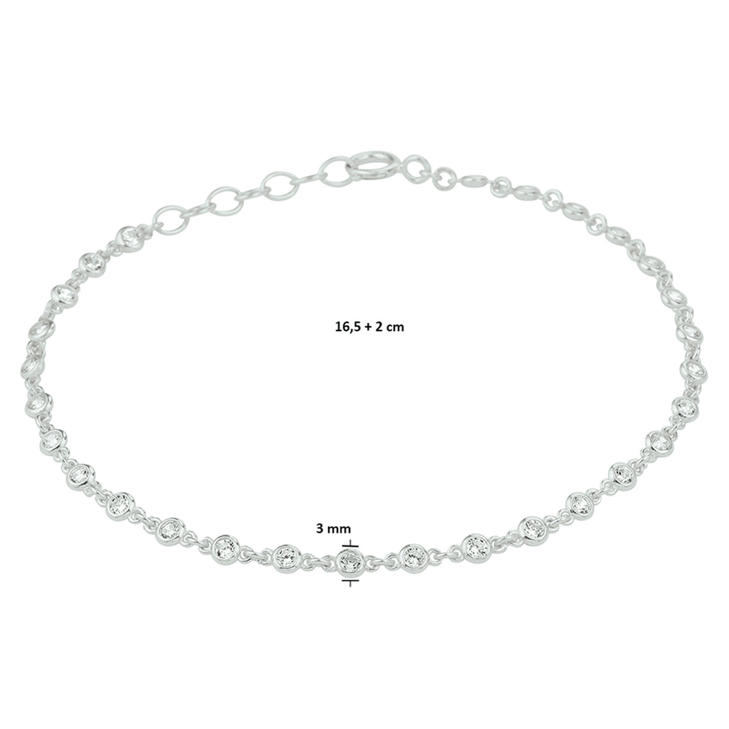 Armband Zirkonia 16,5 + 2 cm Silber rhodiniert