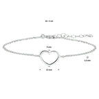Armband Herz 1,3 mm 16 + 3 cm Silber rhodiniert