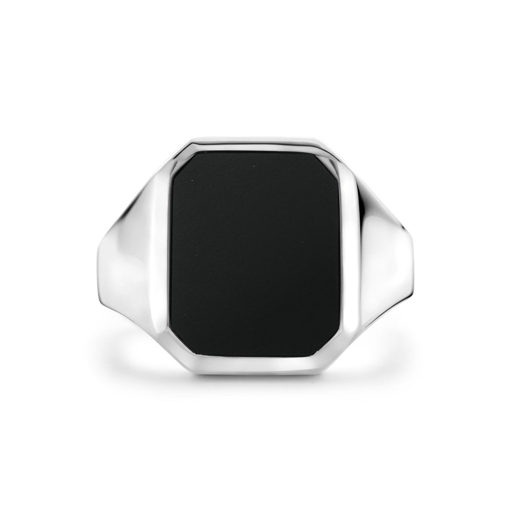 zegelring massief onyx 13 x 11 mm zilver wit