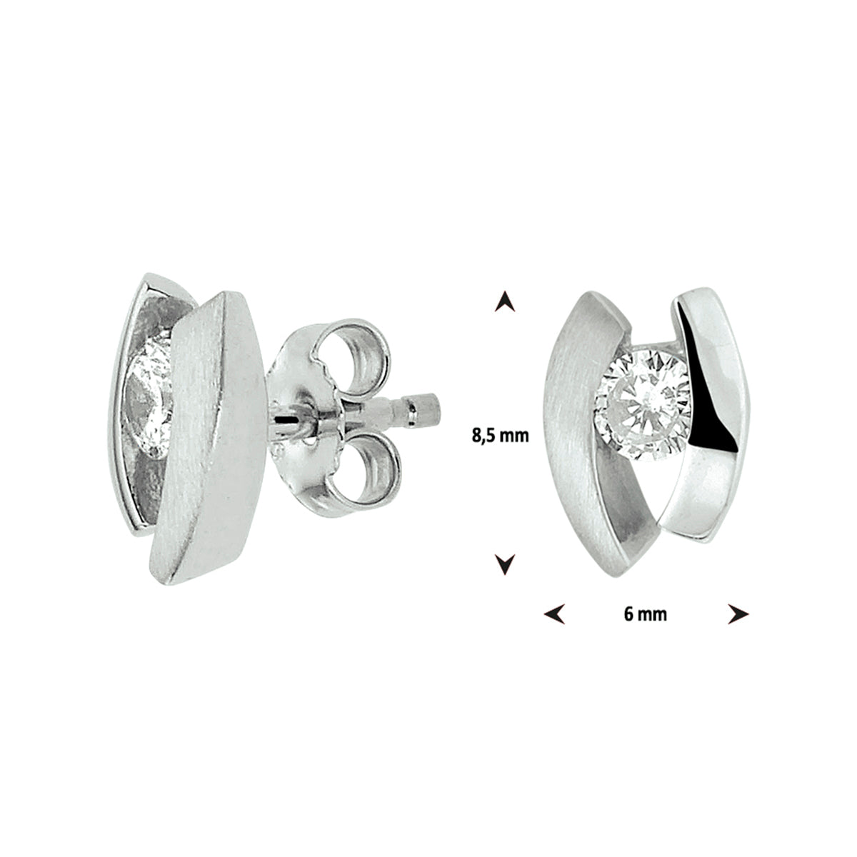 Ohrstecker Zirkonia Silber rhodiniert