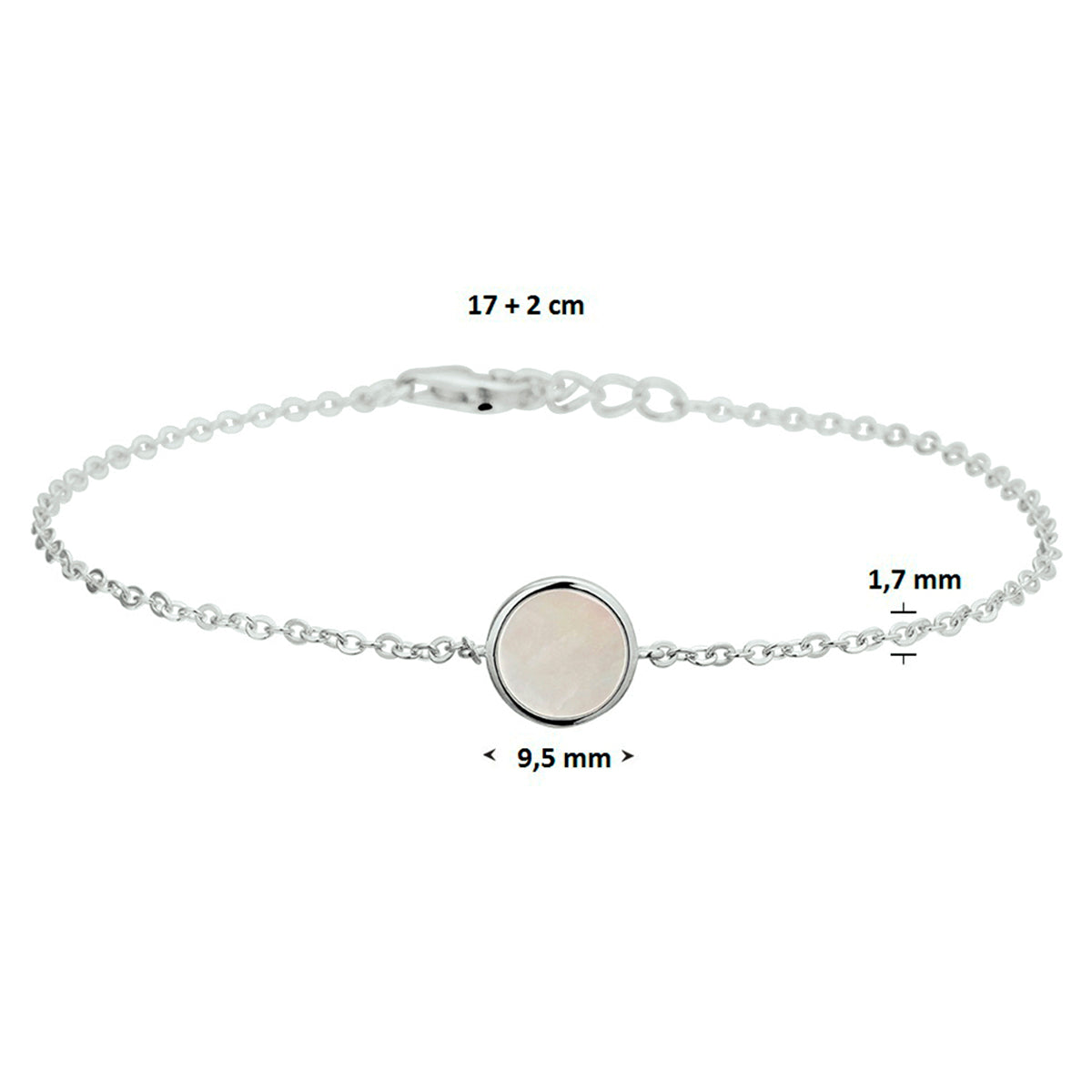 Armband Perlmutt 17 + 2 cm Silber rhodiniert