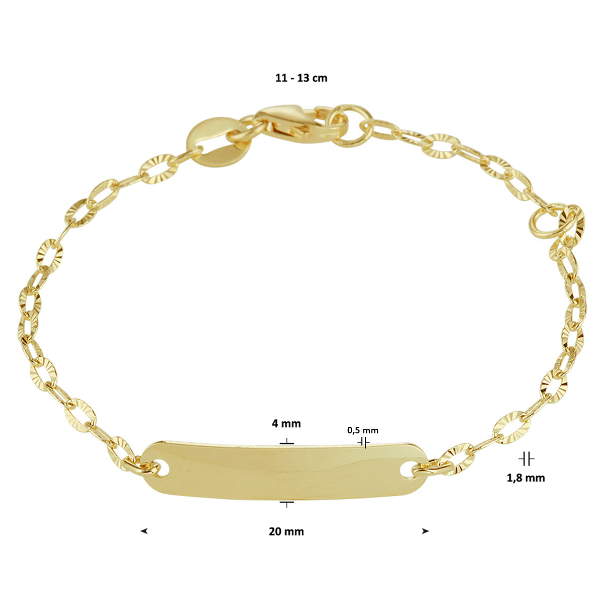 Gravur Armbandplatte 4,0 mm 11 - 13 cm 14K Gelbgold