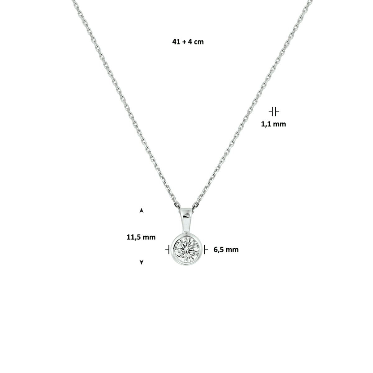 Halskette Zirkonia 41 + 4 cm Silber rhodiniert