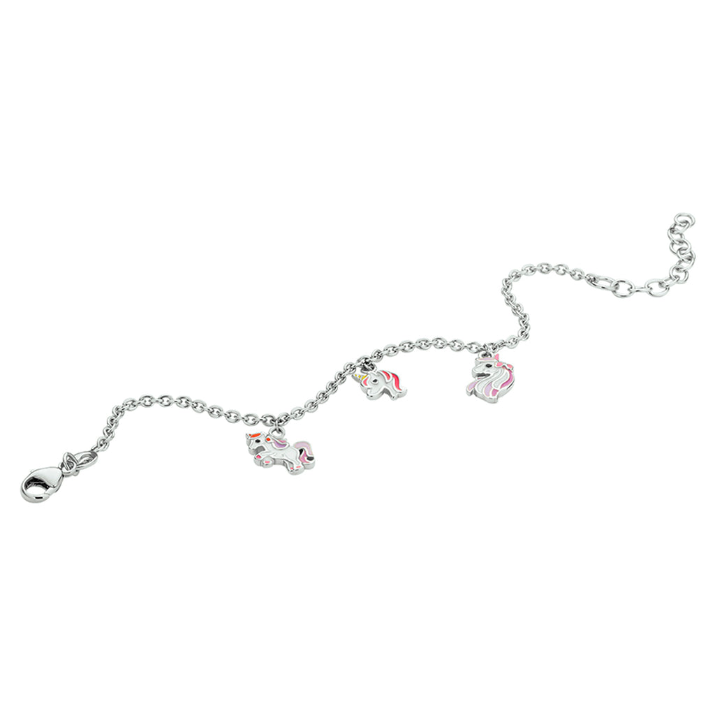 Armband Einhorn Emaille 13 + 3 cm rhodiniertes Silber