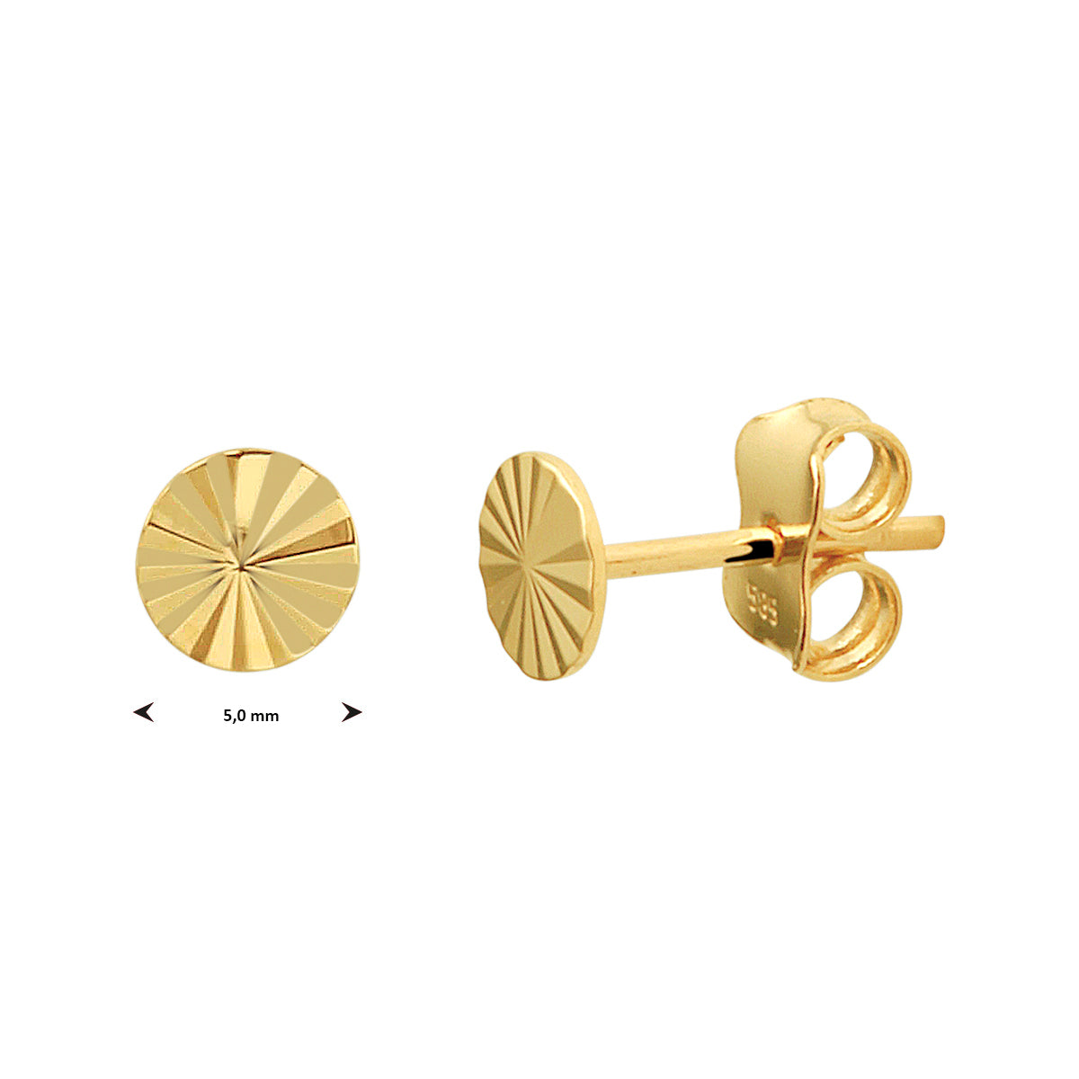 oorknoppen rond gediamanteerd 14K geelgoud