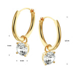 klapoorringen met hangers zirkonia 14K geelgoud