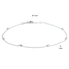 Fußkettchenperlen 2,5 mm 24 + 2 cm Silber rhodiniert