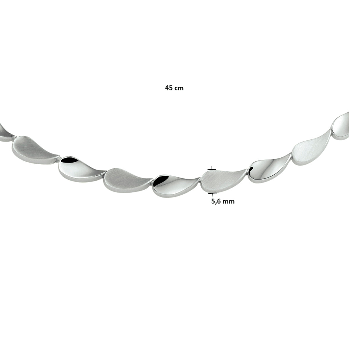 Halskette Poly/matt 5,6 mm 45 cm Silber rhodiniert