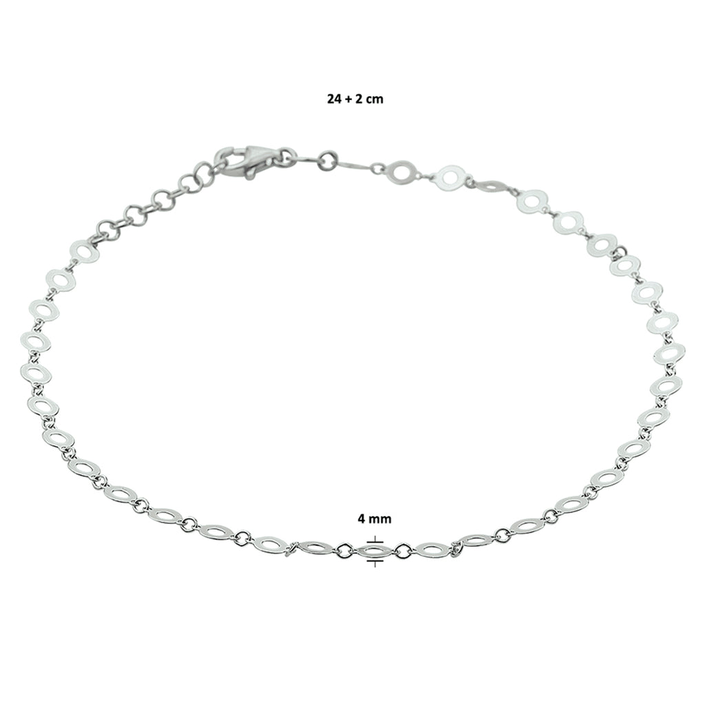 Fußkettchen 4,0 mm 24 + 2 cm Silber rhodiniert