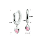 klapoorringen hart roze zirkonia zilver gerhodineerd