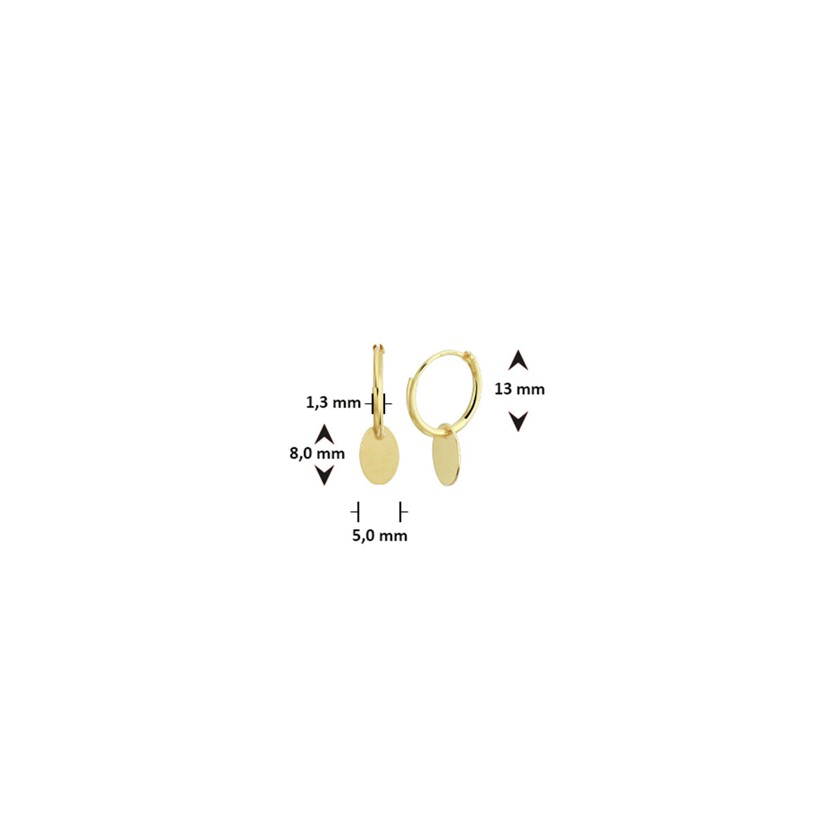 Ohrringe oval 14K Gelbgold
