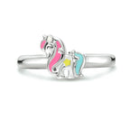 ring emaille eenhoorn zilver gerhodineerd
