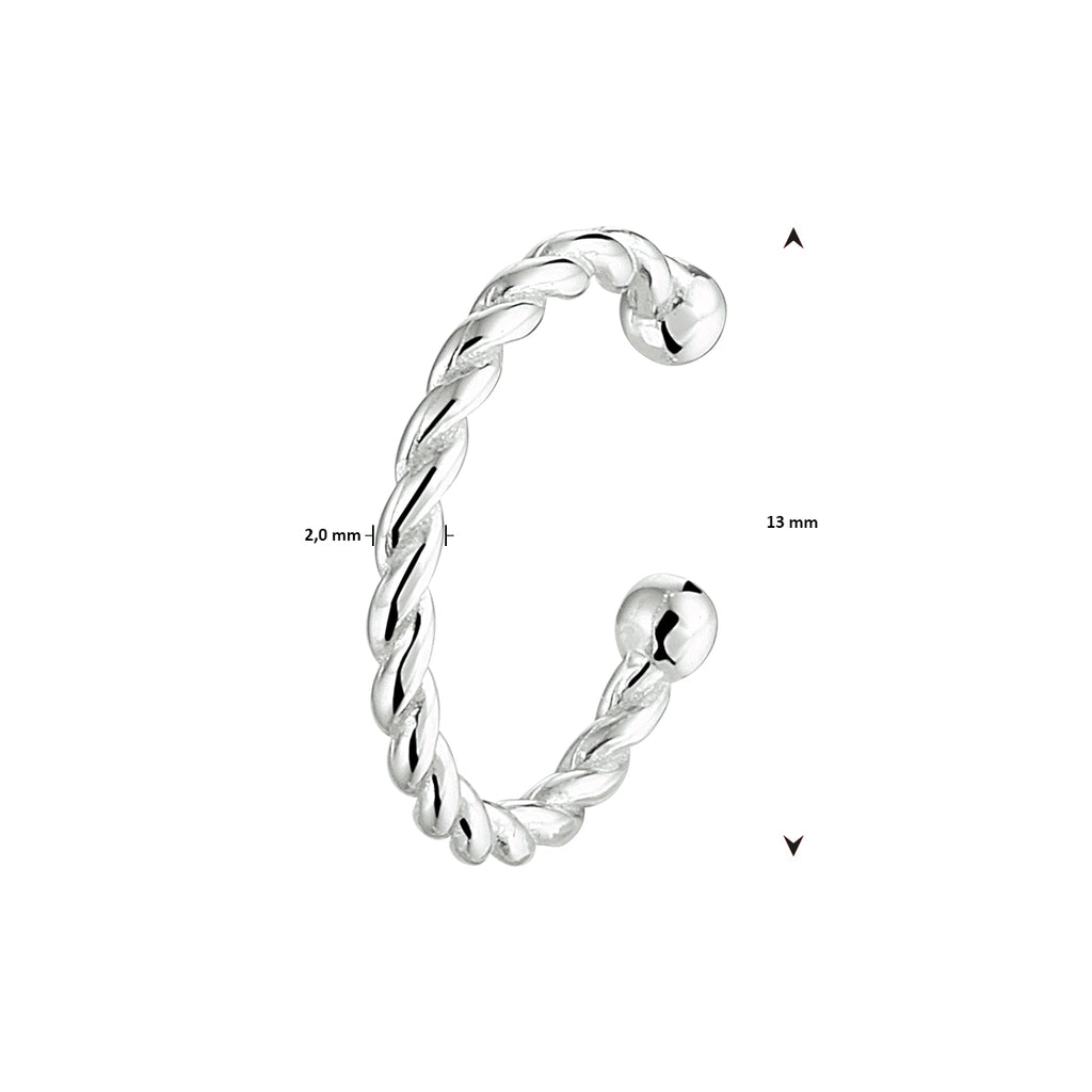 earcuff gedraaid 13 mm zilver gerhodineerd
