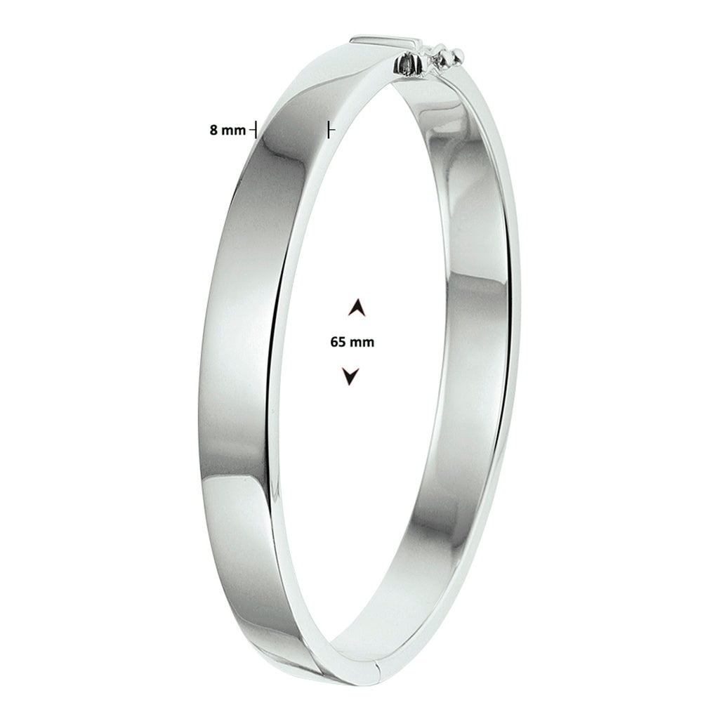 bangle scharnier massief 8 mm zilver gerhodineerd