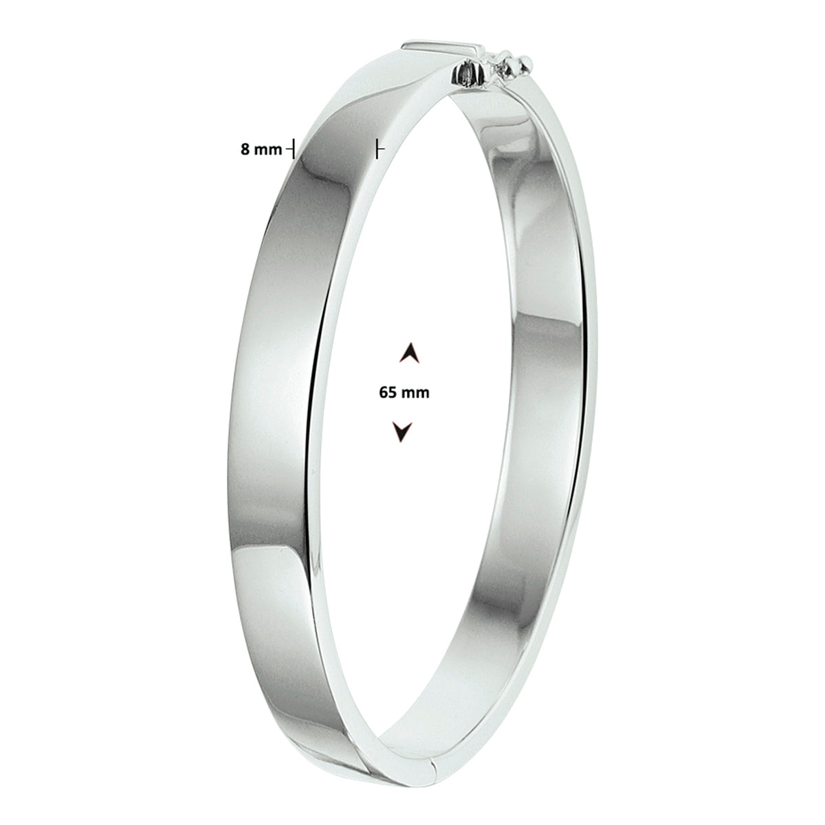 bangle scharnier massief 8 mm zilver gerhodineerd