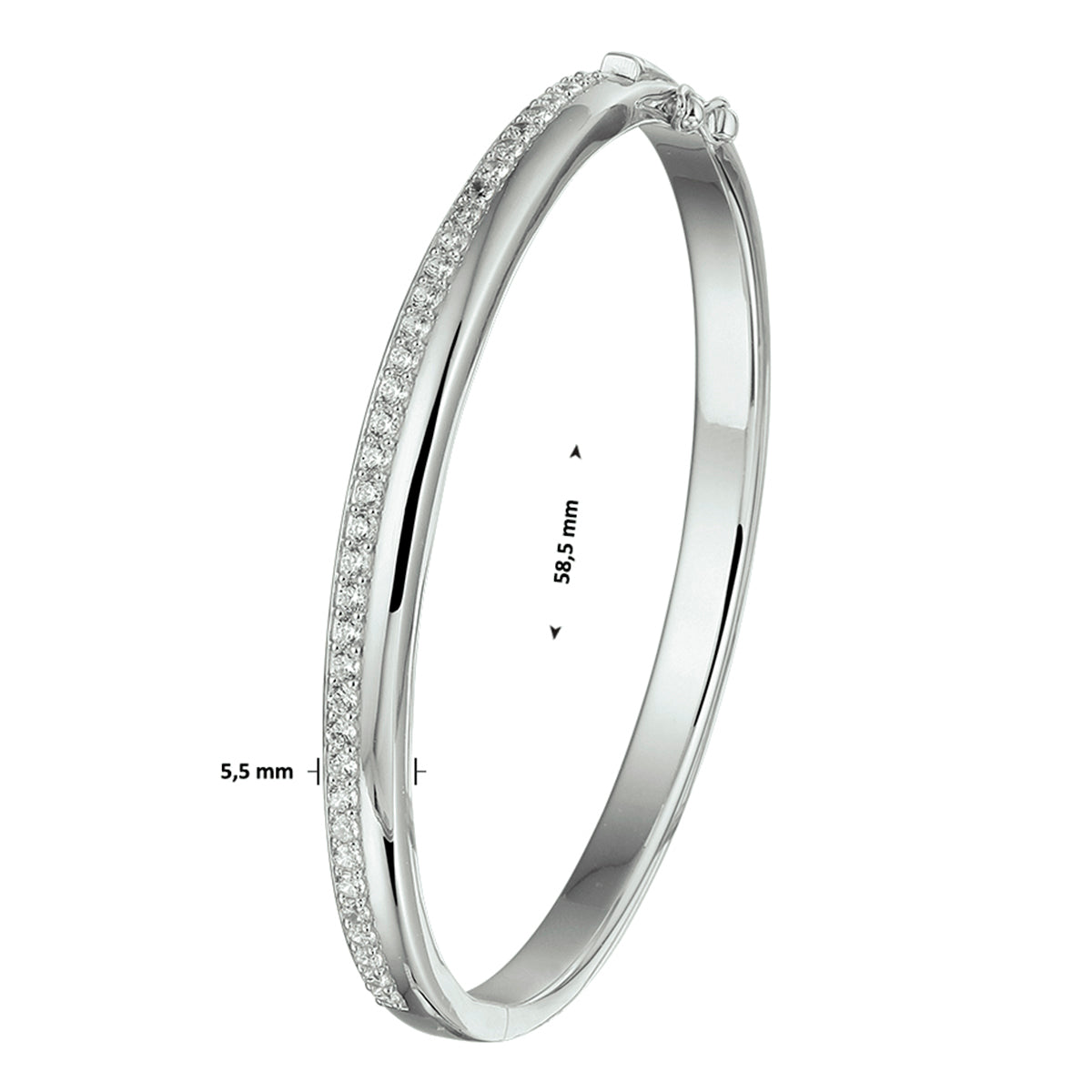 Armreif Scharnier Zirkonia 5,5 x 58,5 mm Silber rhodiniert