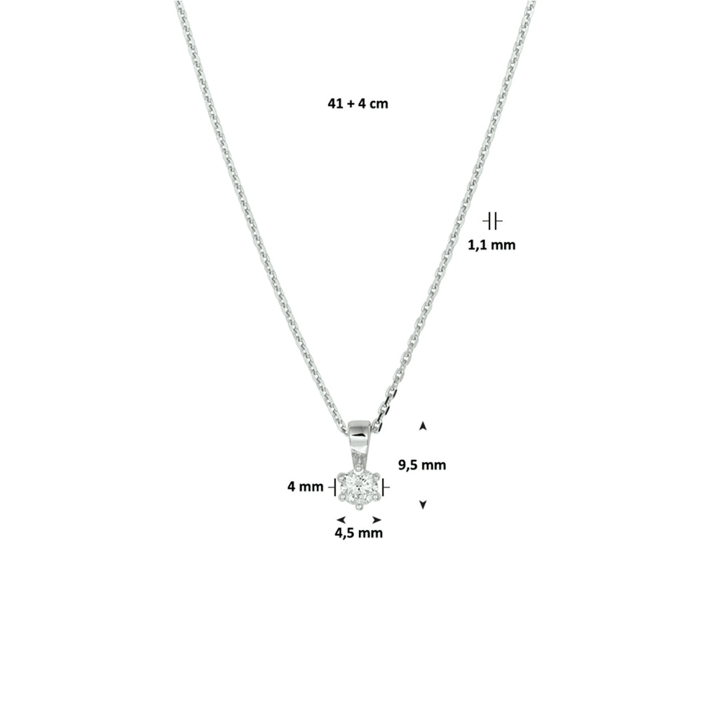 Halskette Zirkonia 41 + 4 cm Silber rhodiniert