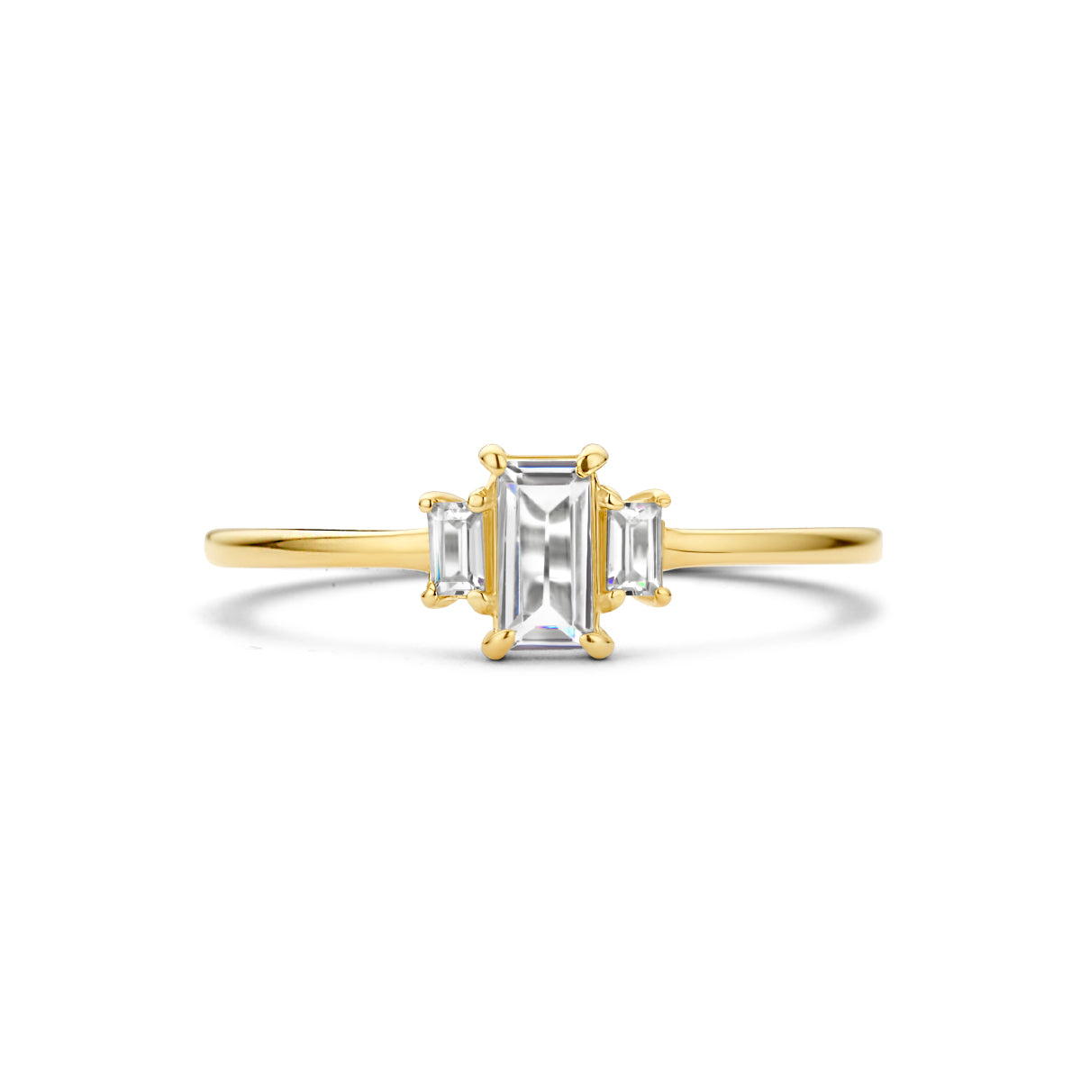 ring trilogie zirkonia 14K geelgoud