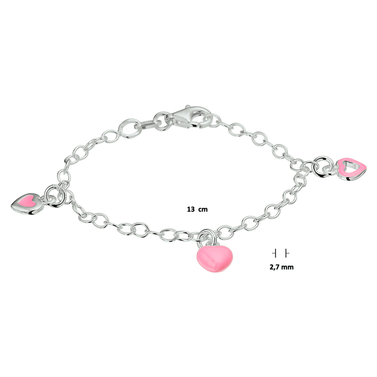 Armband Herz Emaille Silber Weiß