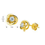 oorknoppen bloem zirkonia 14K geelgoud