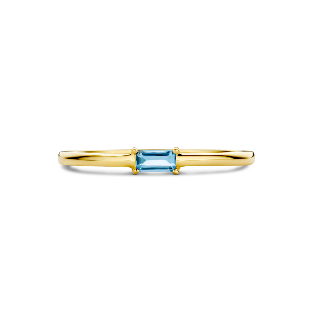 Ring mit Geburtsstein Aquamarin März 14K Gelbgold